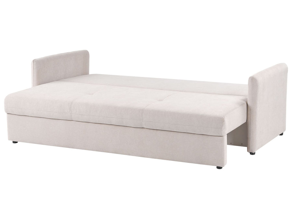 Sofa Bed HOLSEN Fabric Beige with Storage 3 Seater