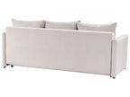 Sofa Bed HOLSEN Fabric Beige with Storage 3 Seater