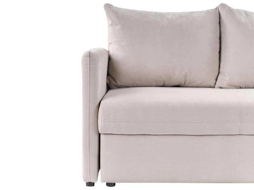 Sofa Bed HOLSEN Fabric Beige with Storage 3 Seater