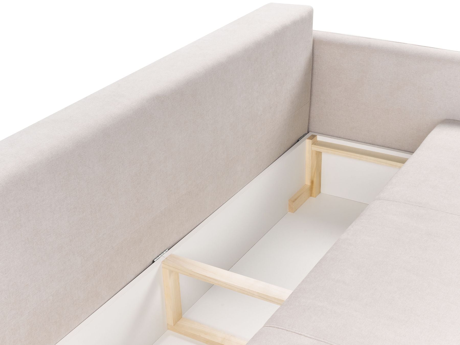 Sofa Bed HOLSEN Fabric Beige with Storage 3 Seater