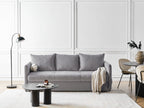 Sofa Bed HOLSEN Fabric Grey with Storage 3 Seater