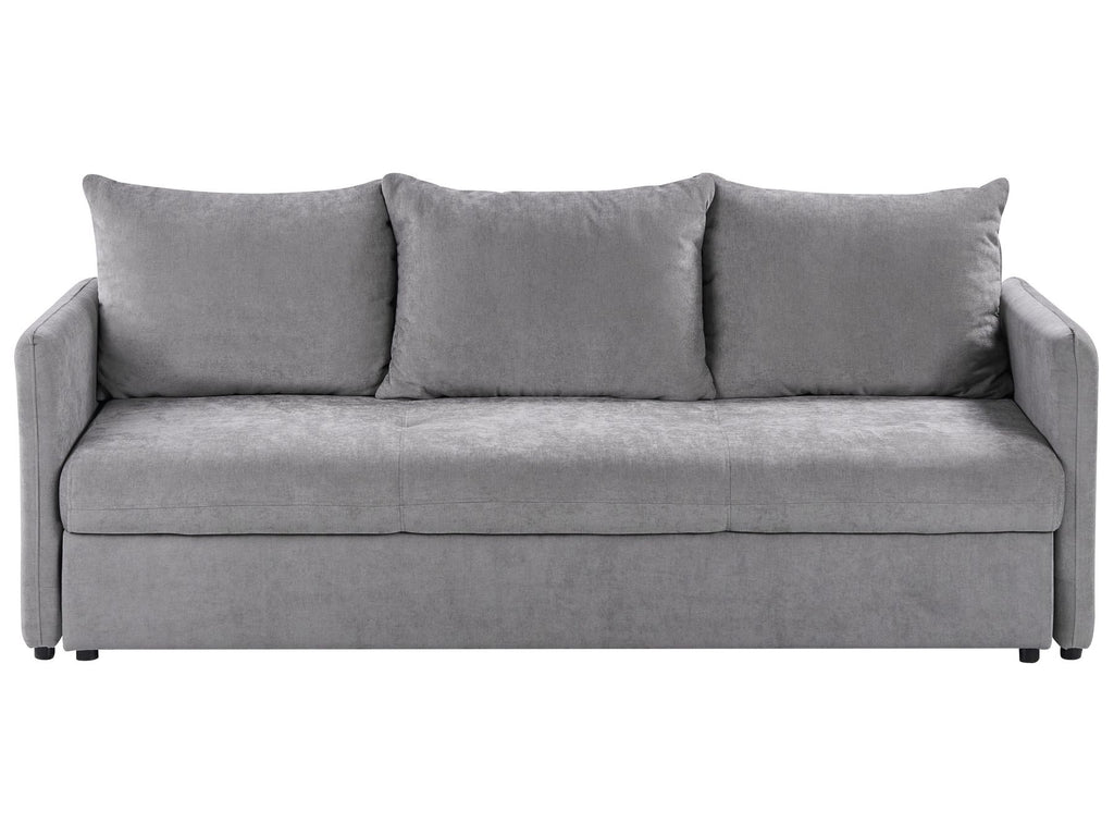 Sofa Bed HOLSEN Fabric Grey with Storage 3 Seater