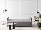 Sofa Bed HOLSEN Fabric Grey with Storage 3 Seater