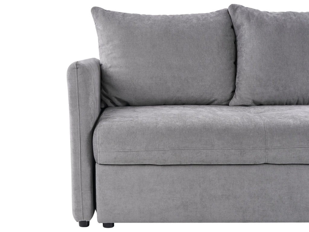 Sofa Bed HOLSEN Fabric Grey with Storage 3 Seater