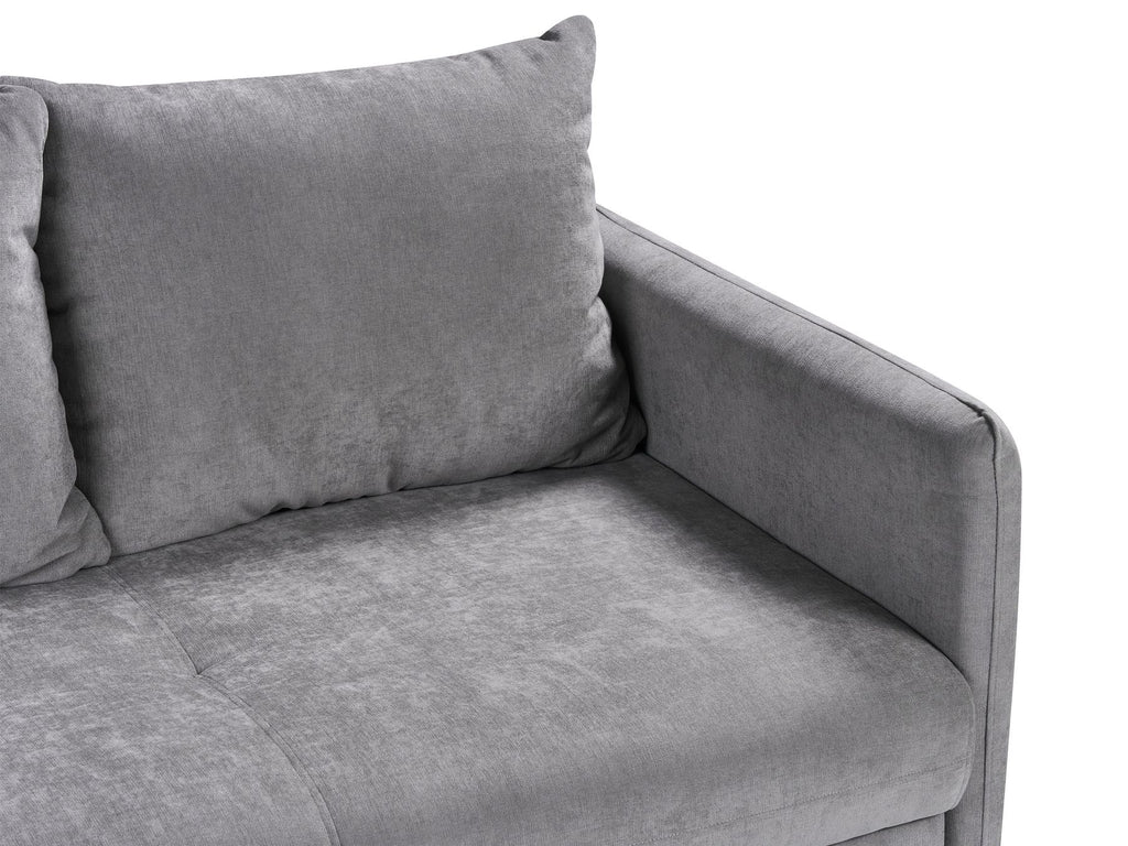 Sofa Bed HOLSEN Fabric Grey with Storage 3 Seater