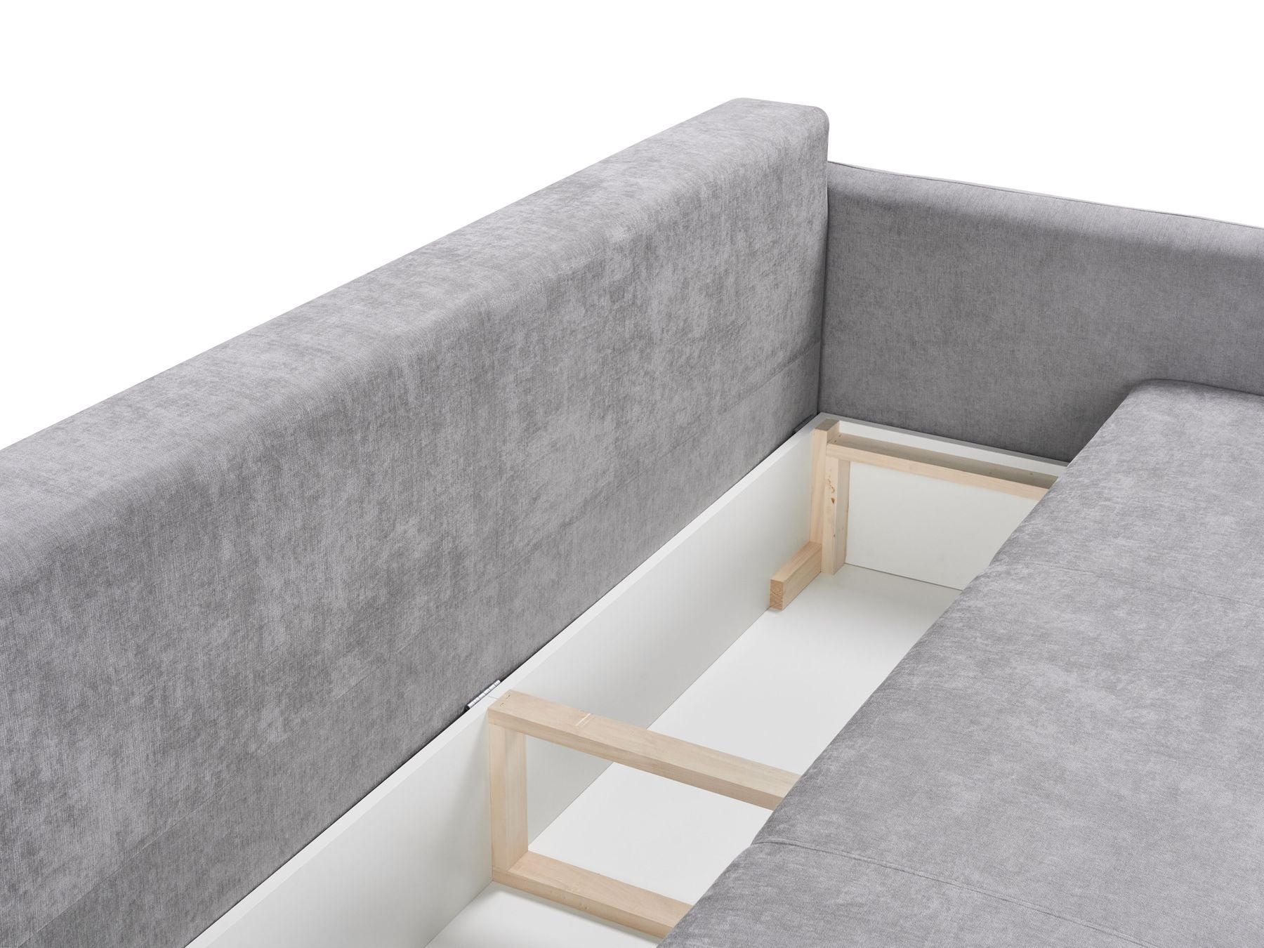 Sofa Bed HOLSEN Fabric Grey with Storage 3 Seater