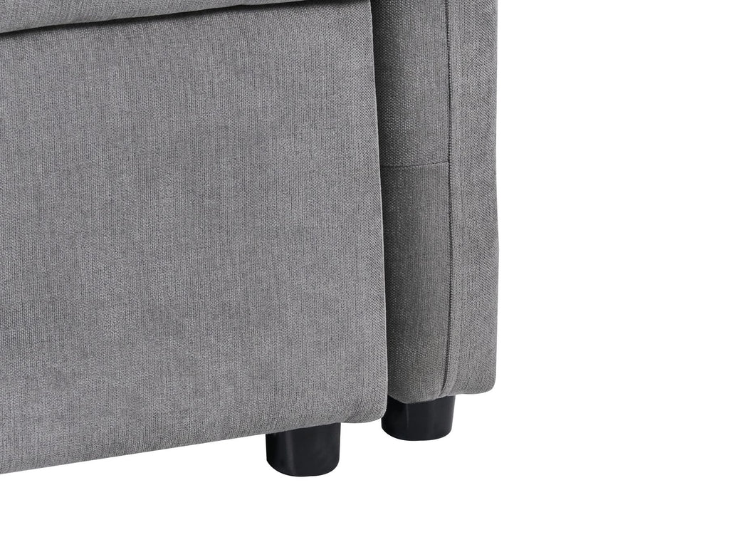 Sofa Bed HOLSEN Fabric Grey with Storage 3 Seater
