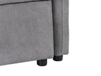 Sofa Bed HOLSEN Fabric Grey with Storage 3 Seater