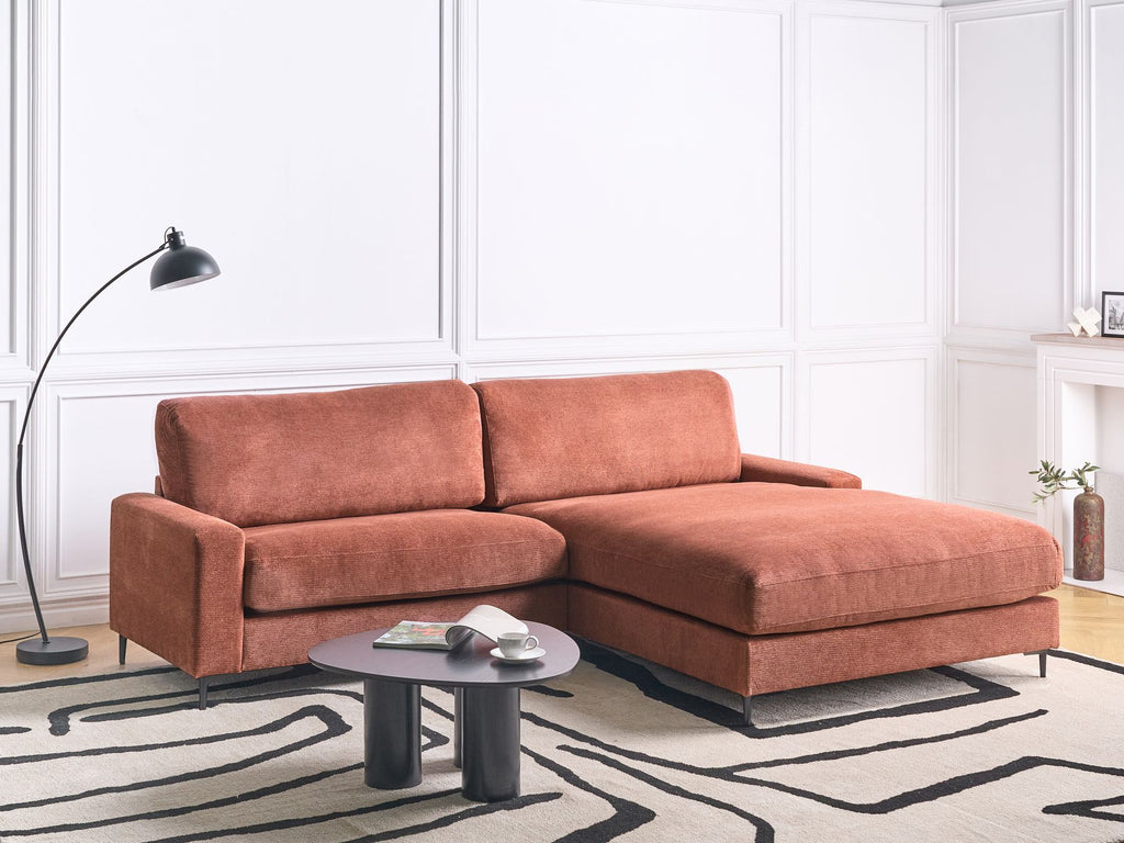 Left Hand Fabric Corner Sofa Red MALOY
