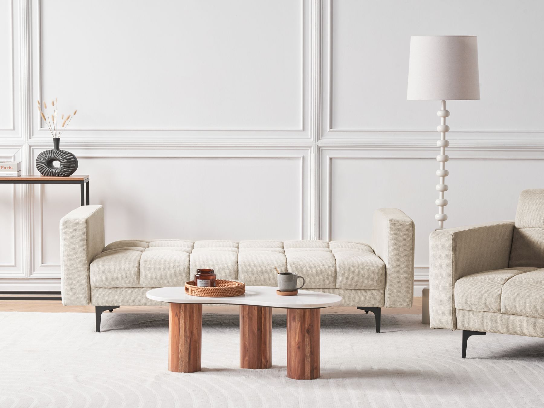 Sofa Bed ALNES Fabric Beige 3 Seater