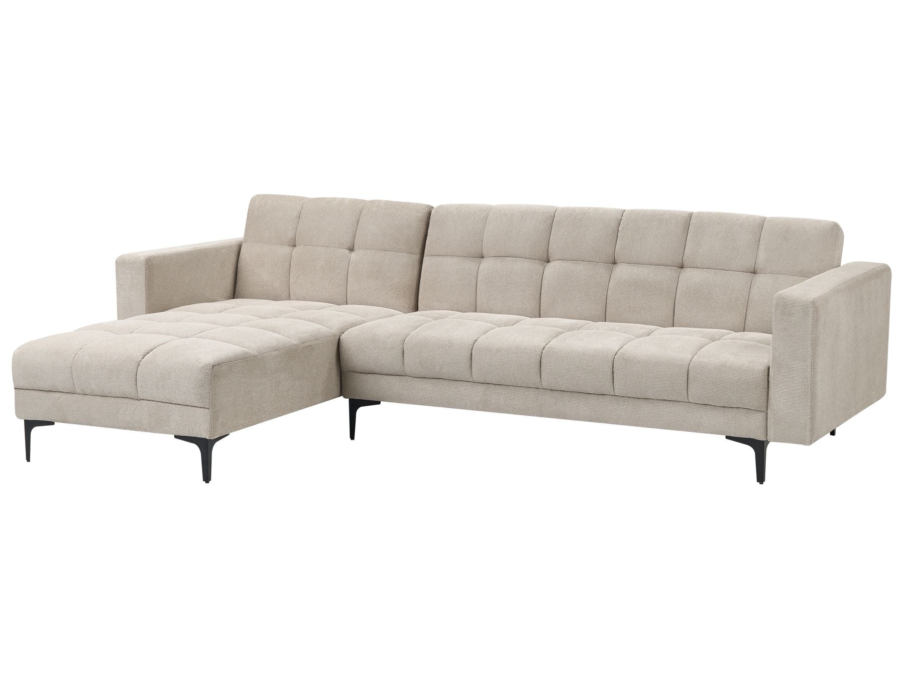 Modular Corner Sofa Bed ALNES Fabric Beige 4 Seater Right Hand
