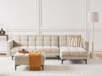 Modular Corner Sofa Bed ALNES Fabric Beige 4 Seater Left Hand