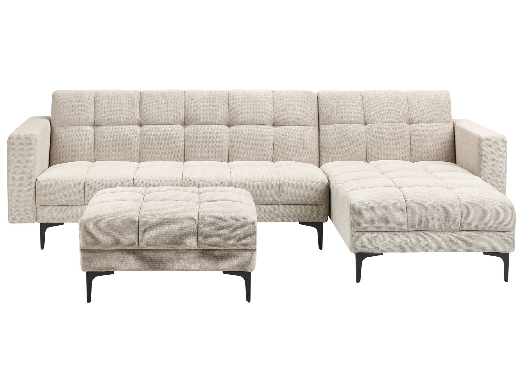 Modular Corner Sofa Bed ALNES Fabric Beige 4 Seater Left Hand