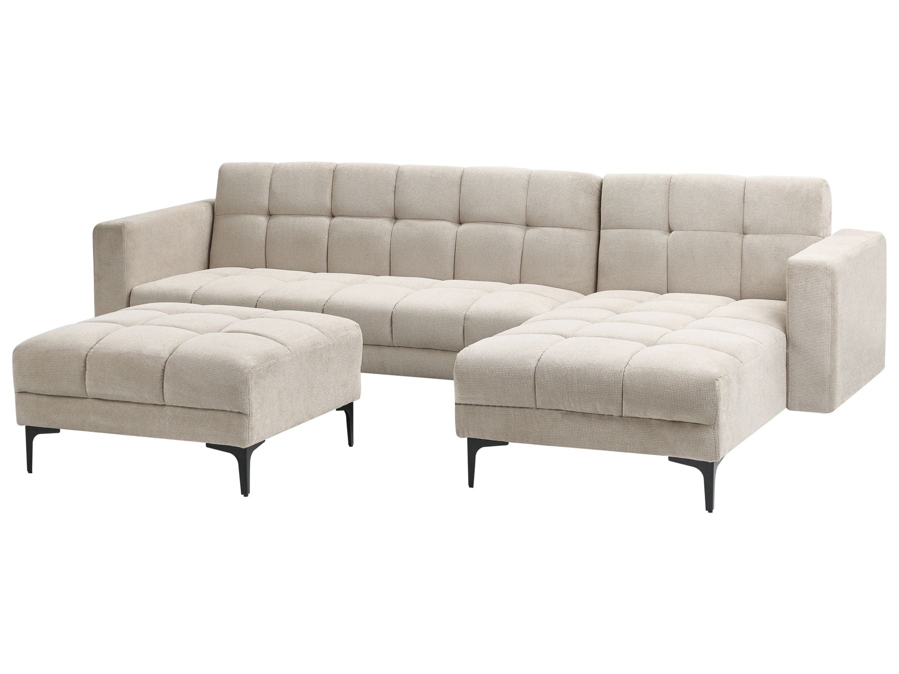 Modular Corner Sofa Bed ALNES Fabric Beige 4 Seater Left Hand