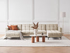 Modular U-Shape Sofa Bed ALNES Fabric Beige 5 Seater