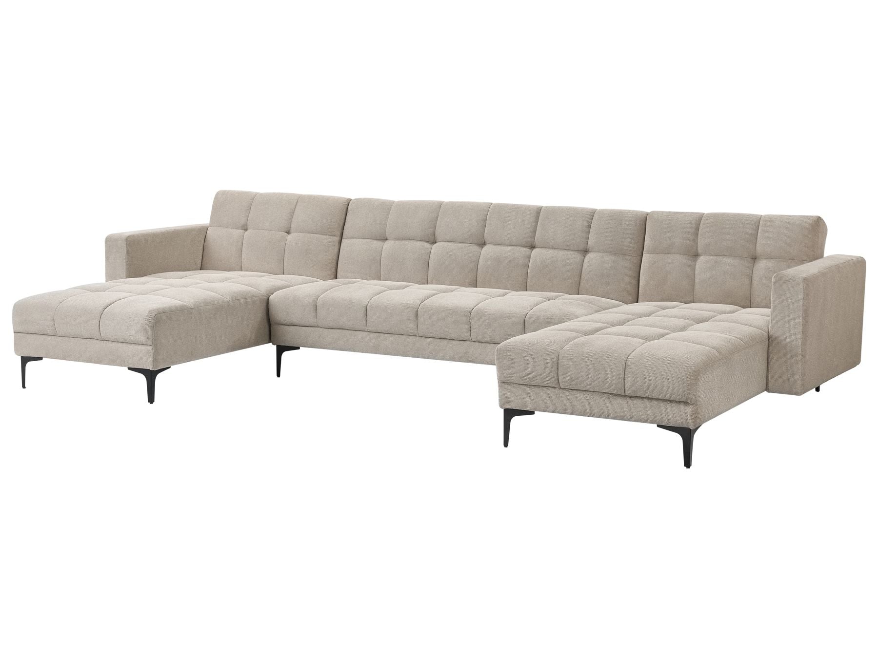 Modular U-Shape Sofa Bed ALNES Fabric Beige 5 Seater