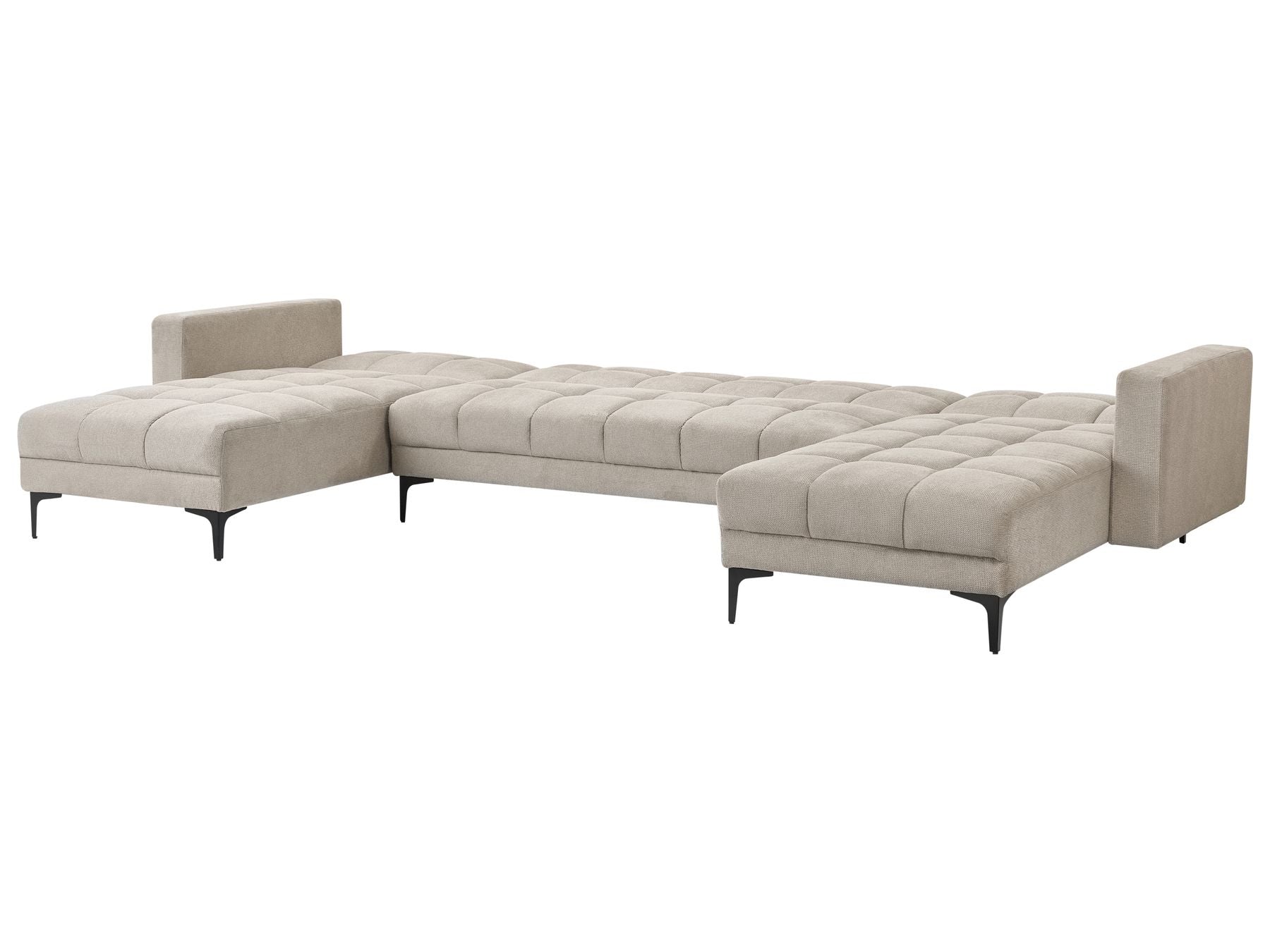 Modular U-Shape Sofa Bed ALNES Fabric Beige 5 Seater