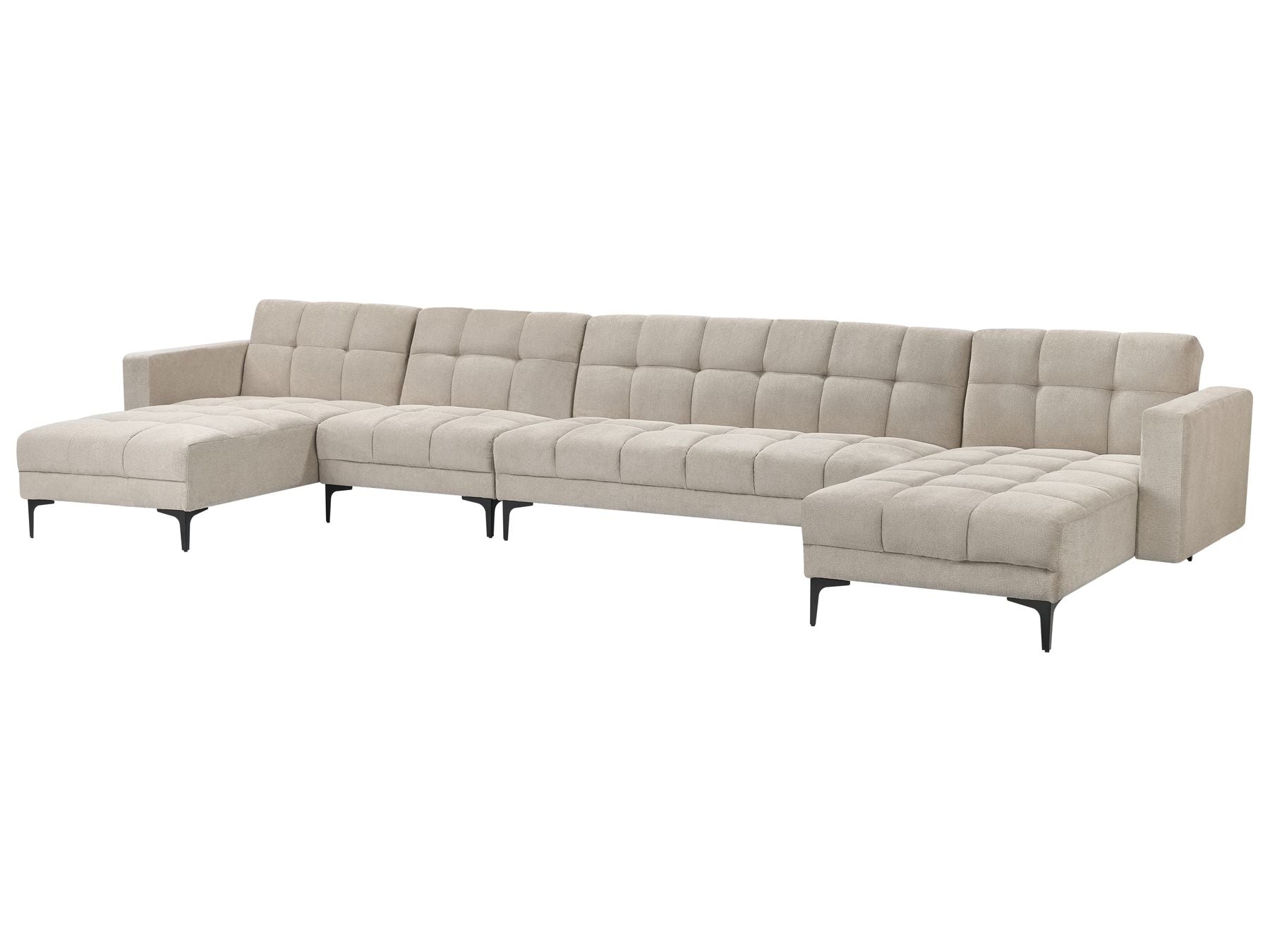 Modular U-Shape Sofa Bed ALNES Fabric Beige 6 Seater