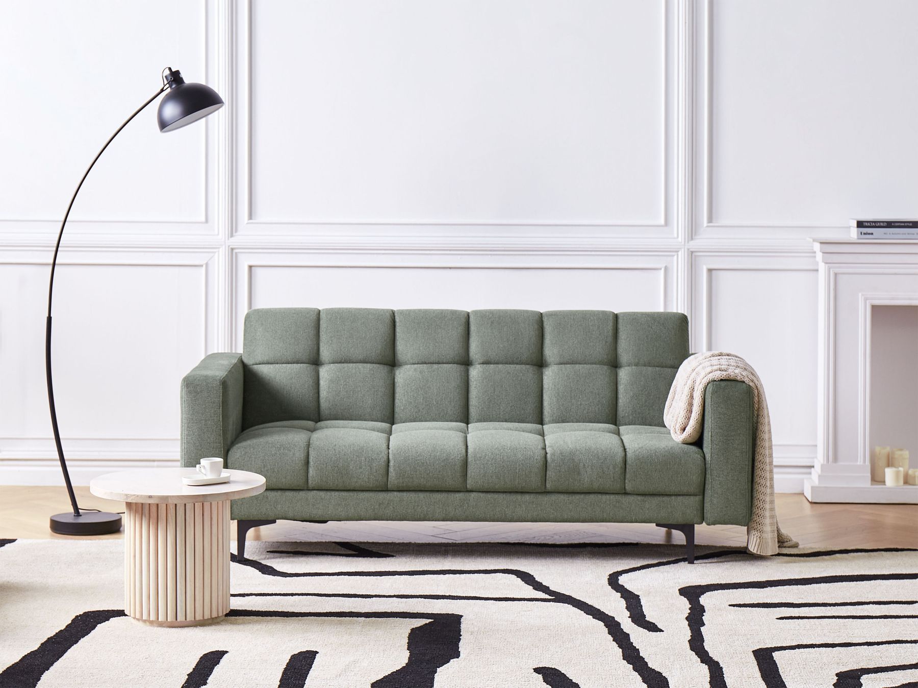 Sofa Bed ALNES Fabric Dark Green 3 Seater