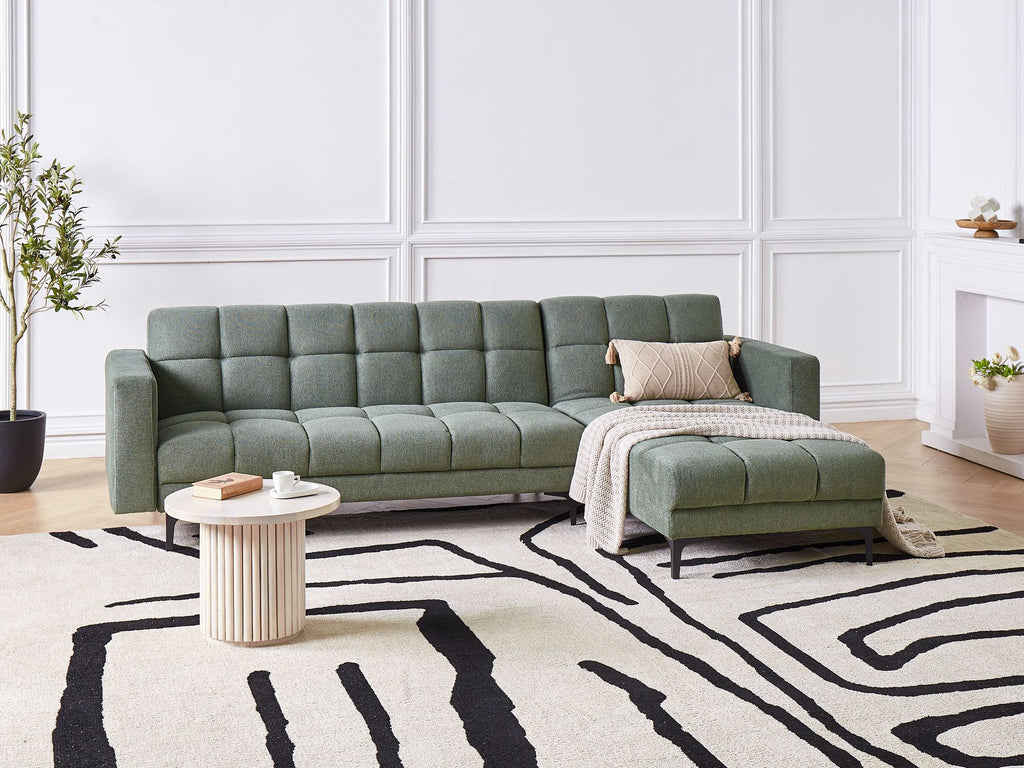Modular Corner Sofa Bed ALNES Fabric Dark Green 4 Seater
