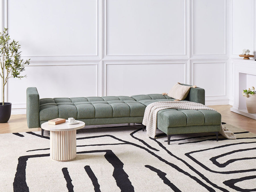 Modular Corner Sofa Bed ALNES Fabric Dark Green 4 Seater