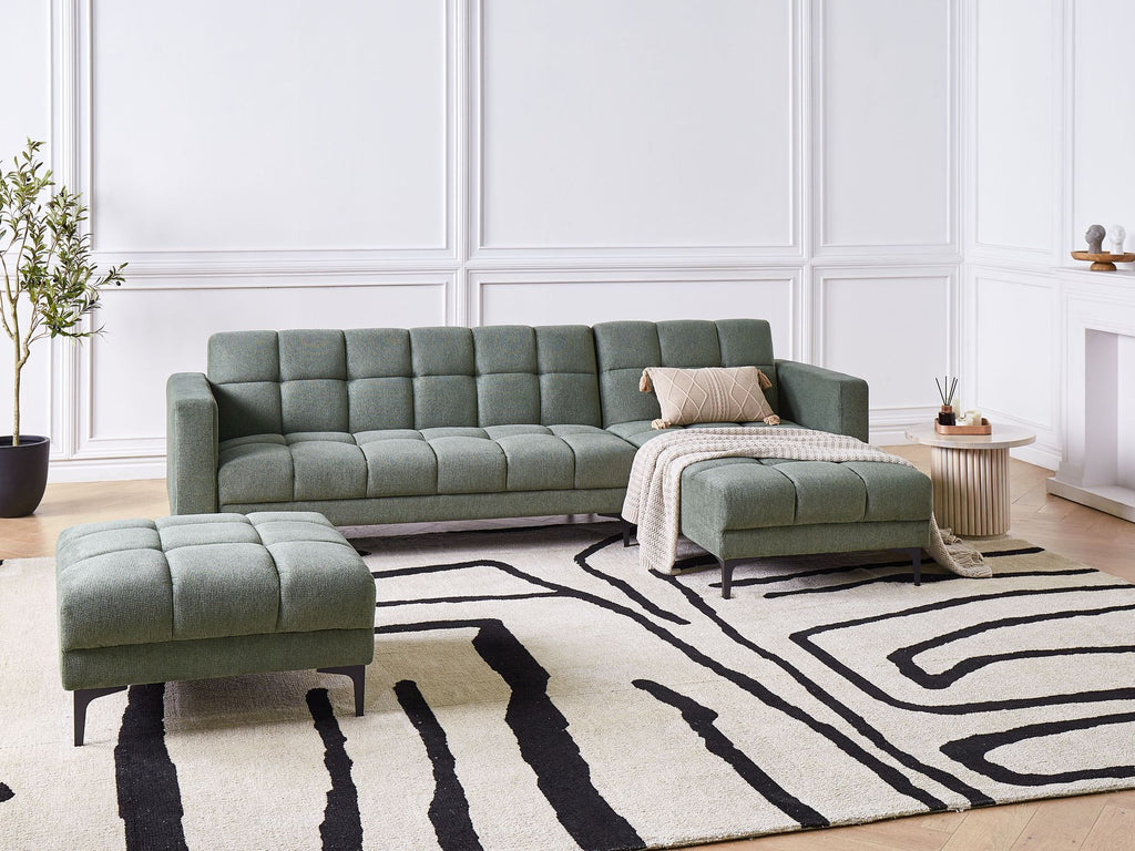 Modular Corner Sofa Bed ALNES Fabric Dark Green 4 Seater Left Hand