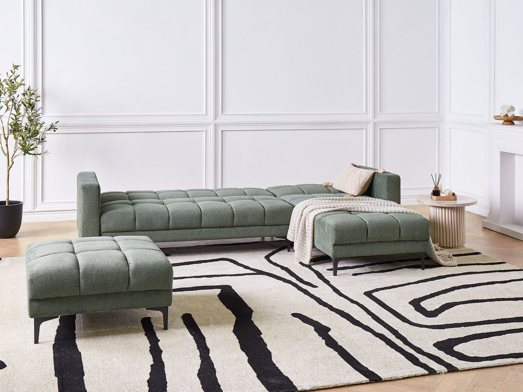 Modular Corner Sofa Bed ALNES Fabric Dark Green 4 Seater Left Hand