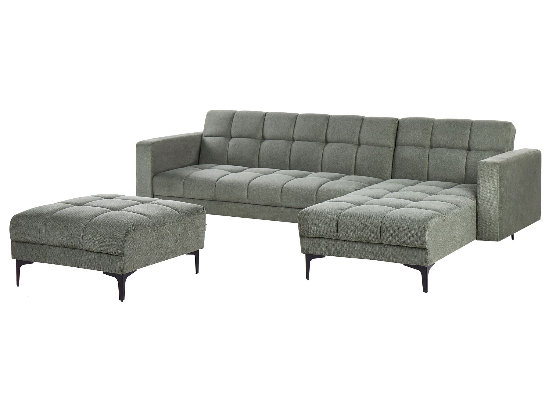 Modular Corner Sofa Bed ALNES Fabric Dark Green 4 Seater Left Hand