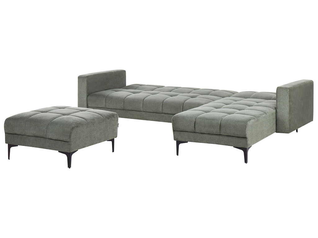 Modular Corner Sofa Bed ALNES Fabric Dark Green 4 Seater Left Hand