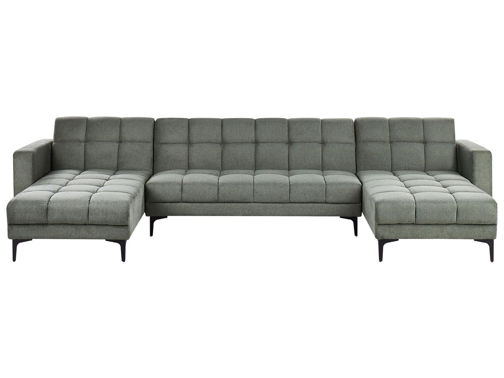 Modular U-Shape Sofa Bed ALNES Fabric Dark Green 5 Seater