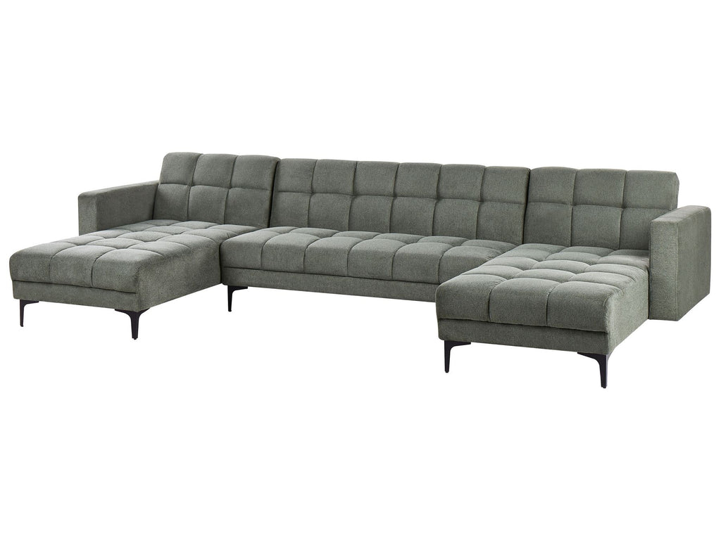 Modular U-Shape Sofa Bed ALNES Fabric Dark Green 5 Seater