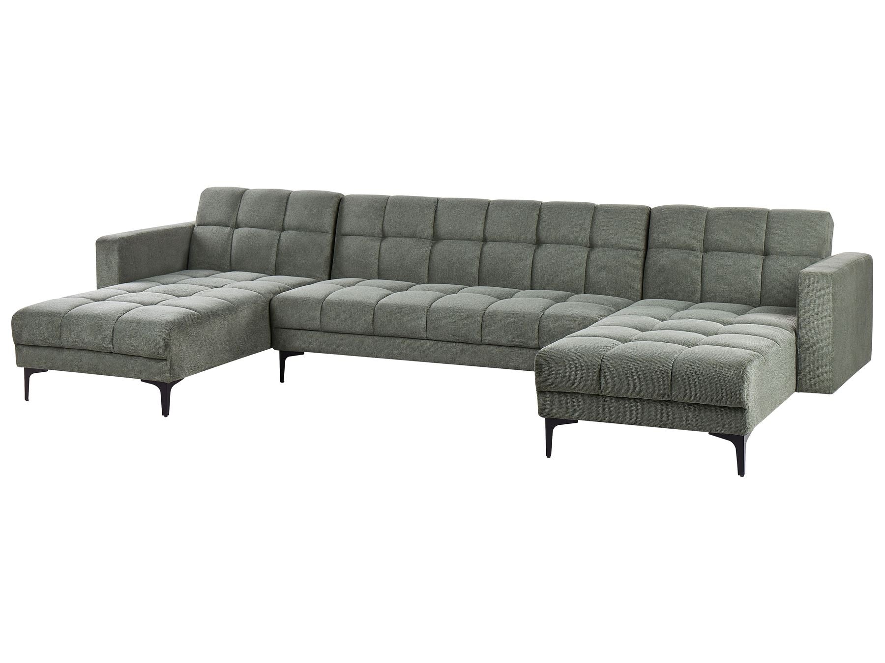 Modular U-Shape Sofa Bed ALNES Fabric Dark Green 5 Seater