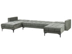 Modular U-Shape Sofa Bed ALNES Fabric Dark Green 5 Seater
