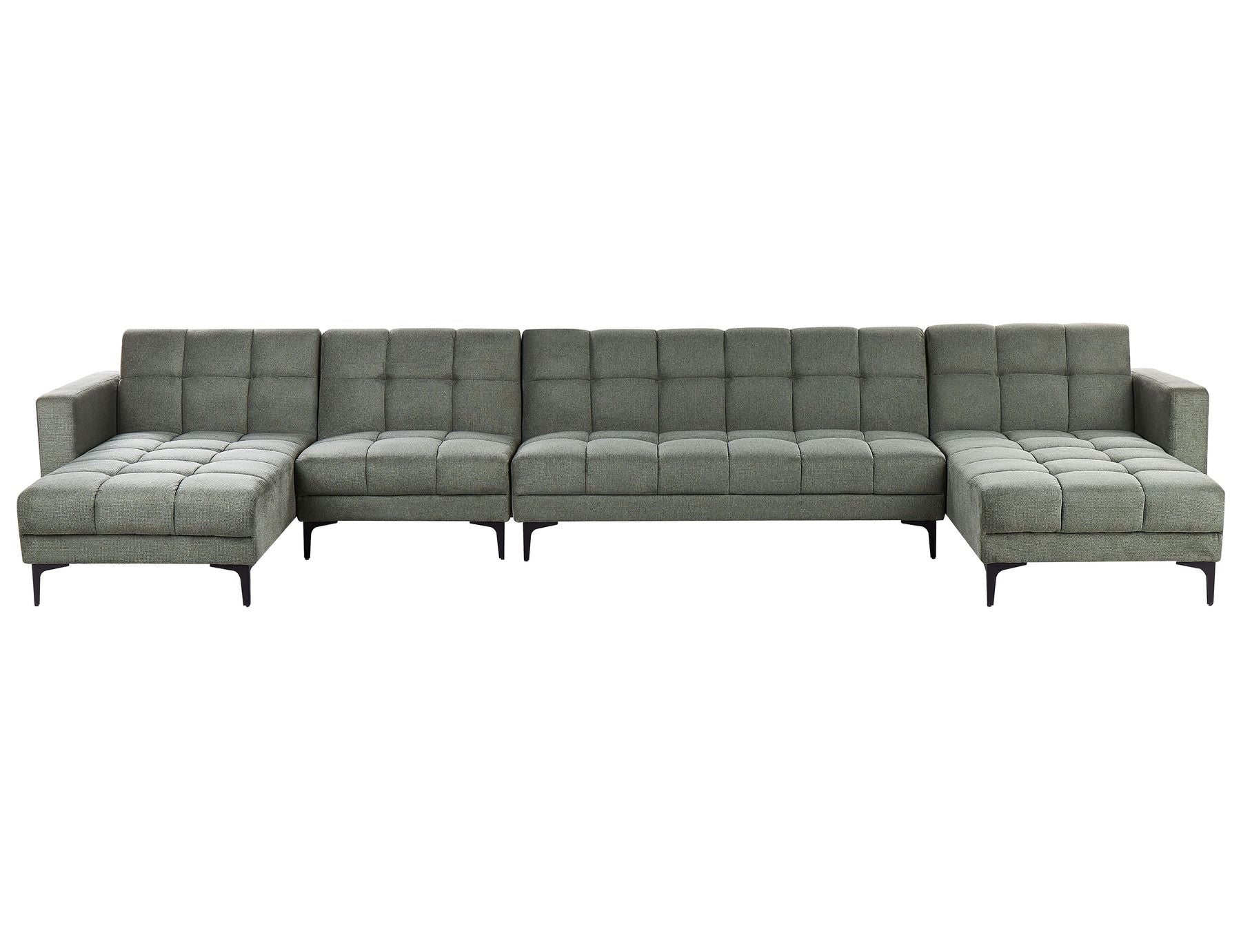 Modular U-Shape Sofa Bed ALNES Fabric Dark Green 6 Seater