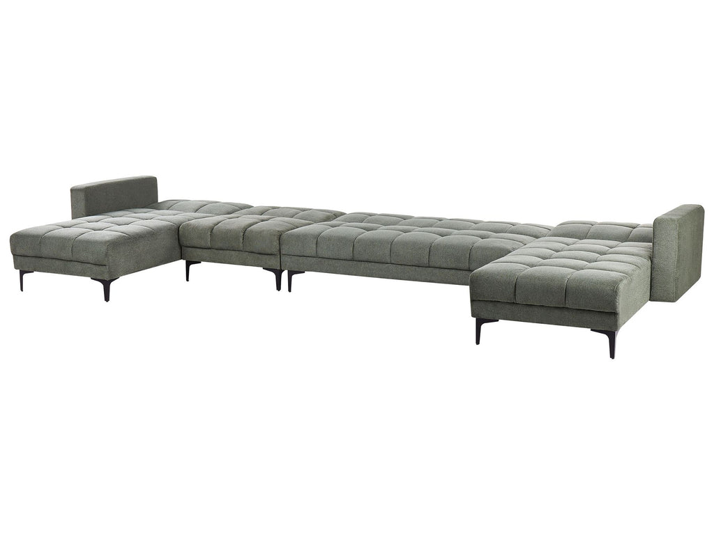 Modular U-Shape Sofa Bed ALNES Fabric Dark Green 6 Seater