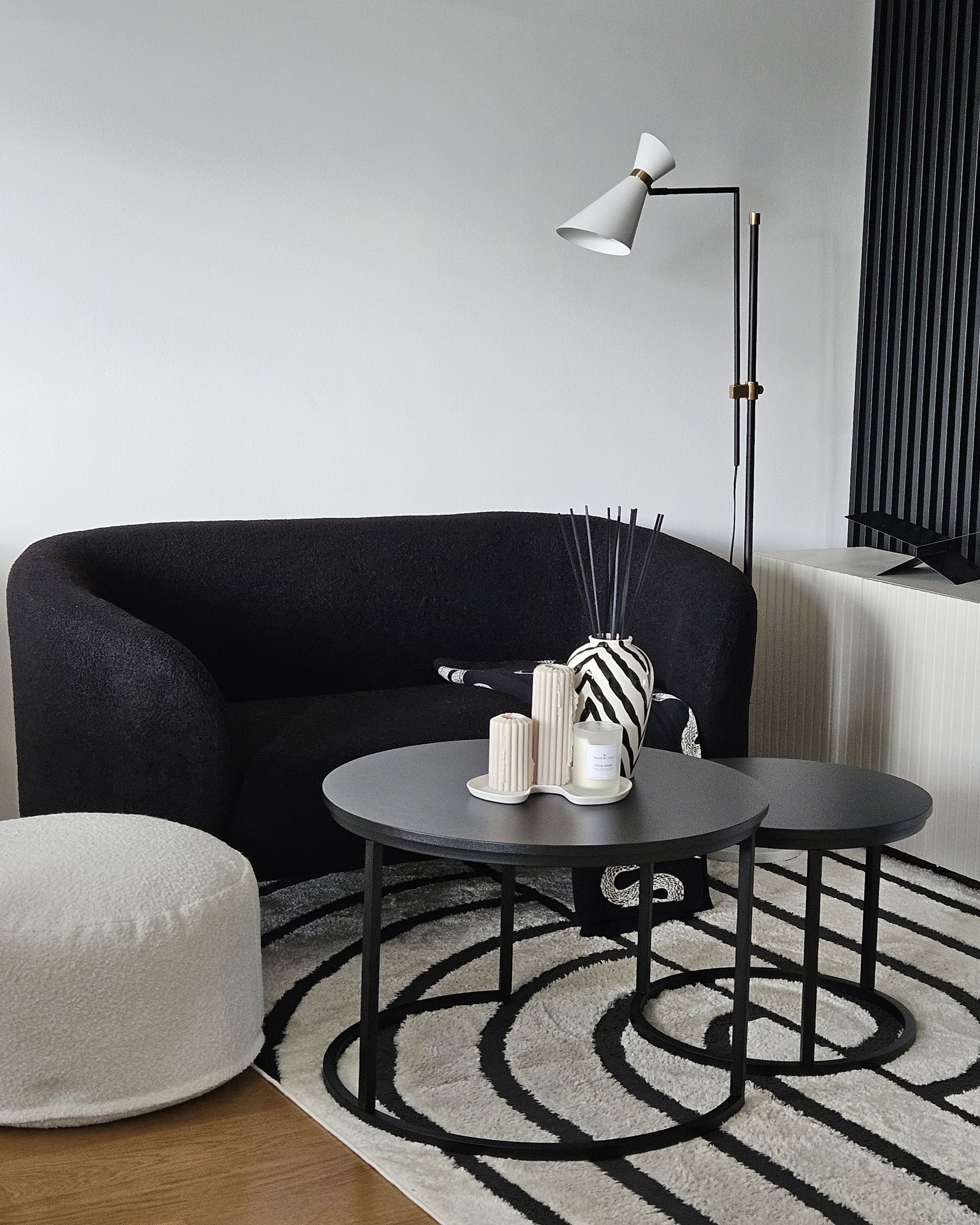 2 Seater Boucle Sofa Black LOEN