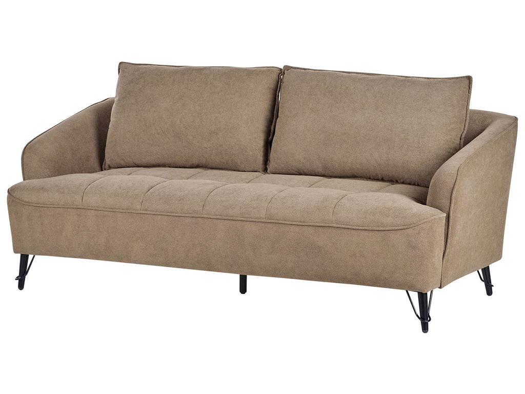 3 Seater Fabric Sofa Brown HOBRO