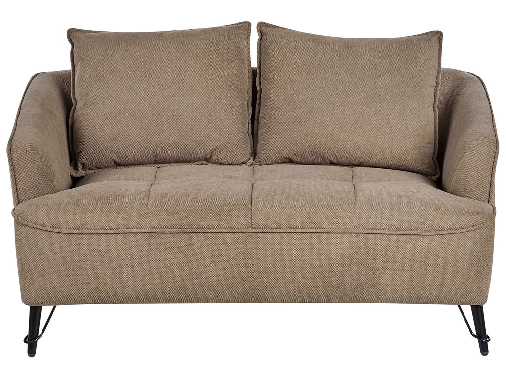 2 Seater Fabric Sofa Brown HOBRO