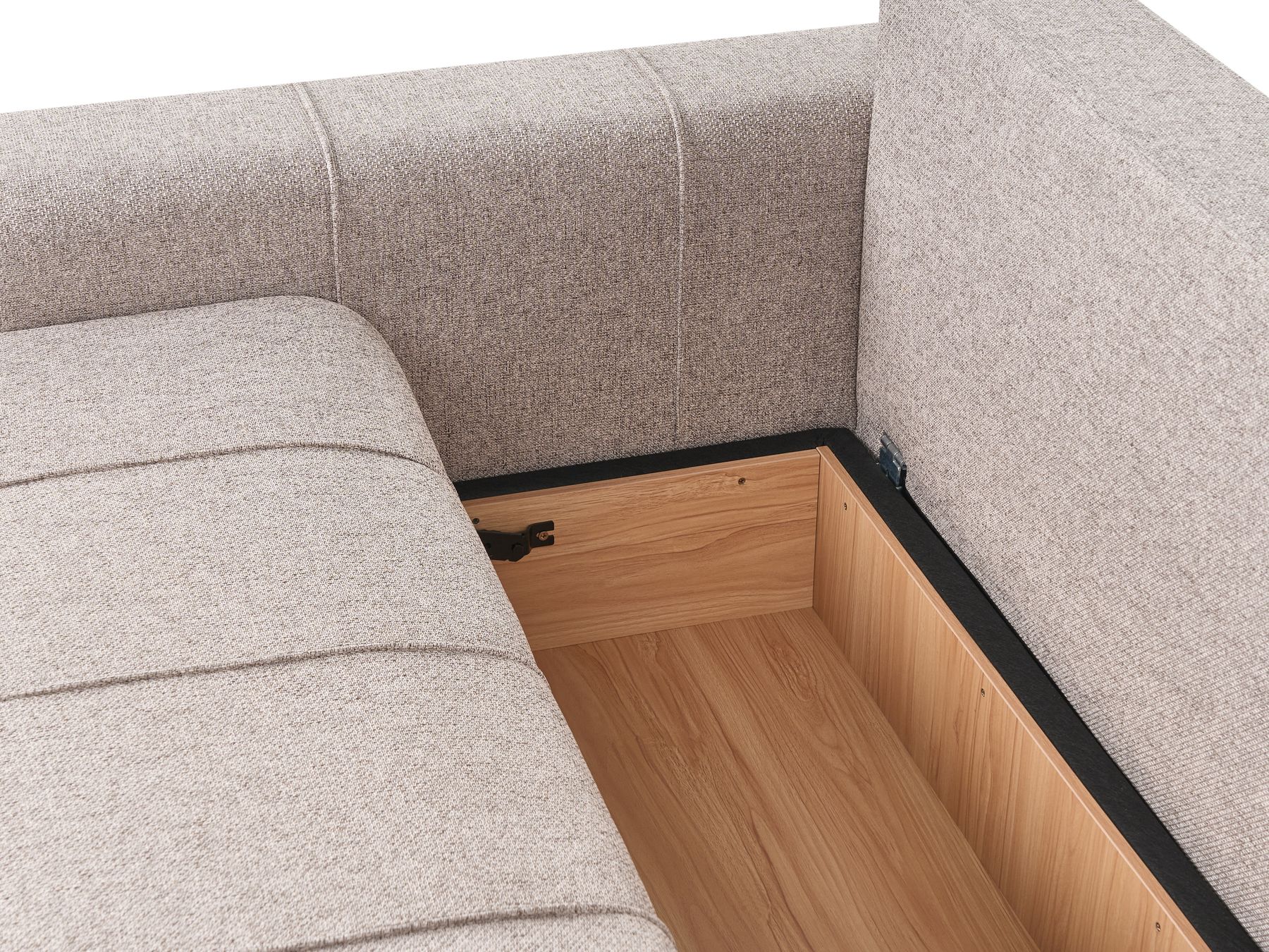 Sofa Bed INNVIK Fabric Light Brown with Storage 2 Seater
