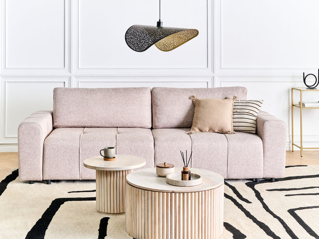 Sofa Bed INNVIK Fabric Light Brown with Storage 3 Seater
