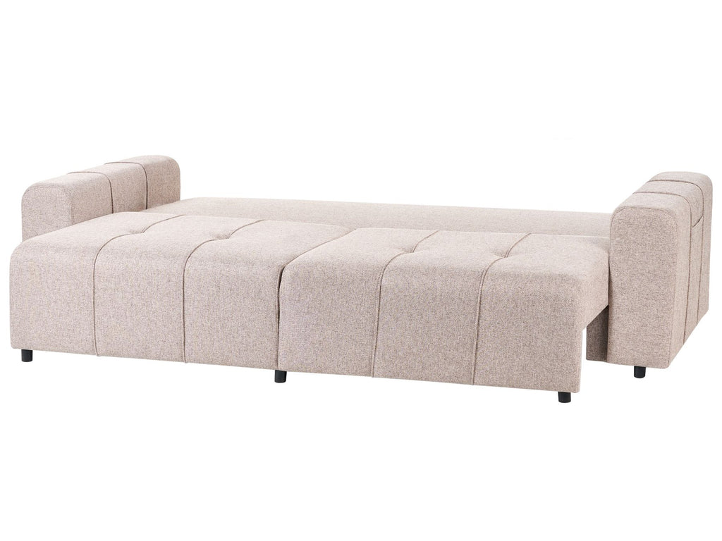 Sofa Bed INNVIK Fabric Light Brown with Storage 3 Seater