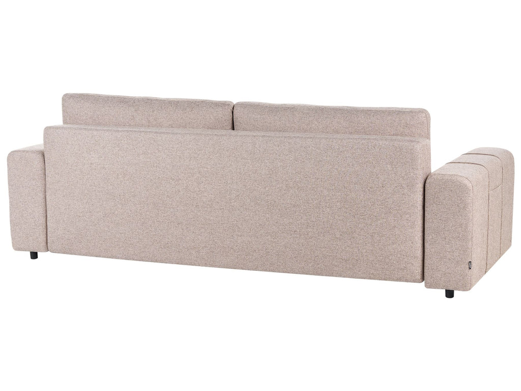 Sofa Bed INNVIK Fabric Light Brown with Storage 3 Seater