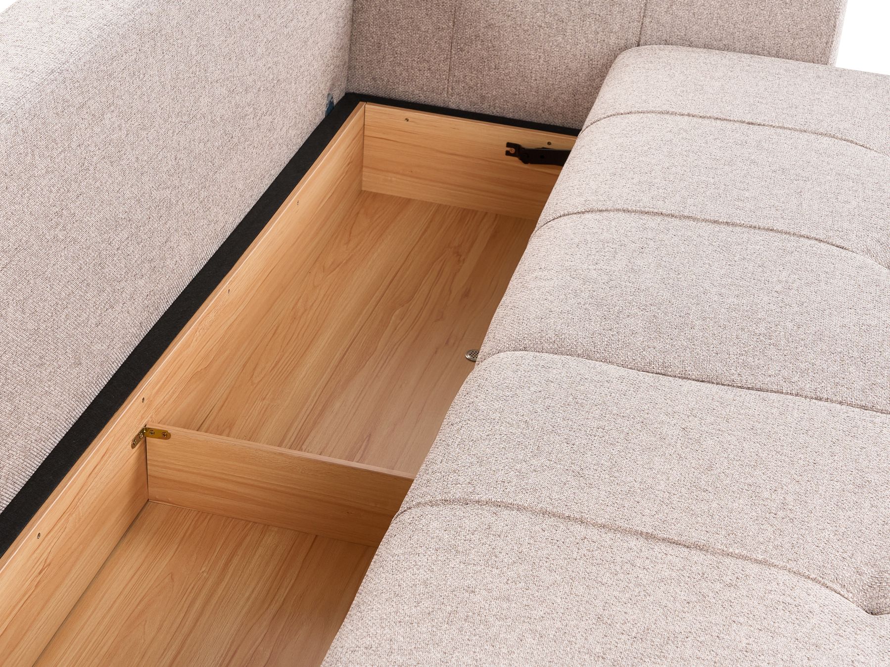 Sofa Bed INNVIK Fabric Light Brown with Storage 3 Seater