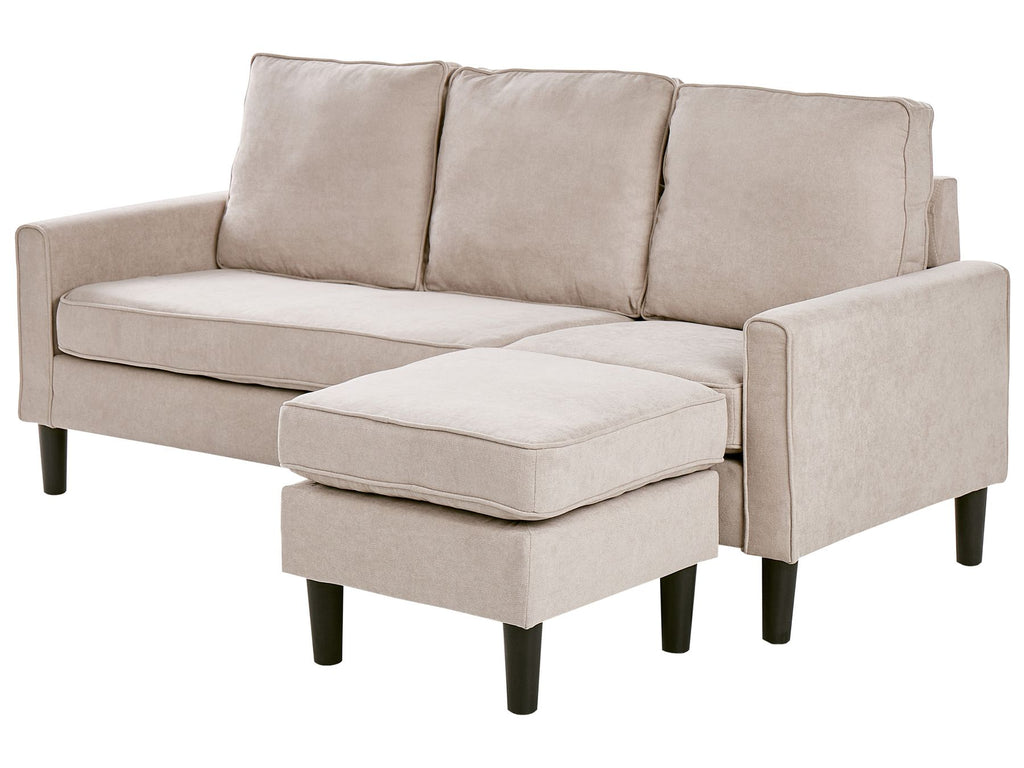 Fabric Sofa with Ottoman Beige AVESTA
