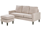 Fabric Sofa with Ottoman Beige AVESTA