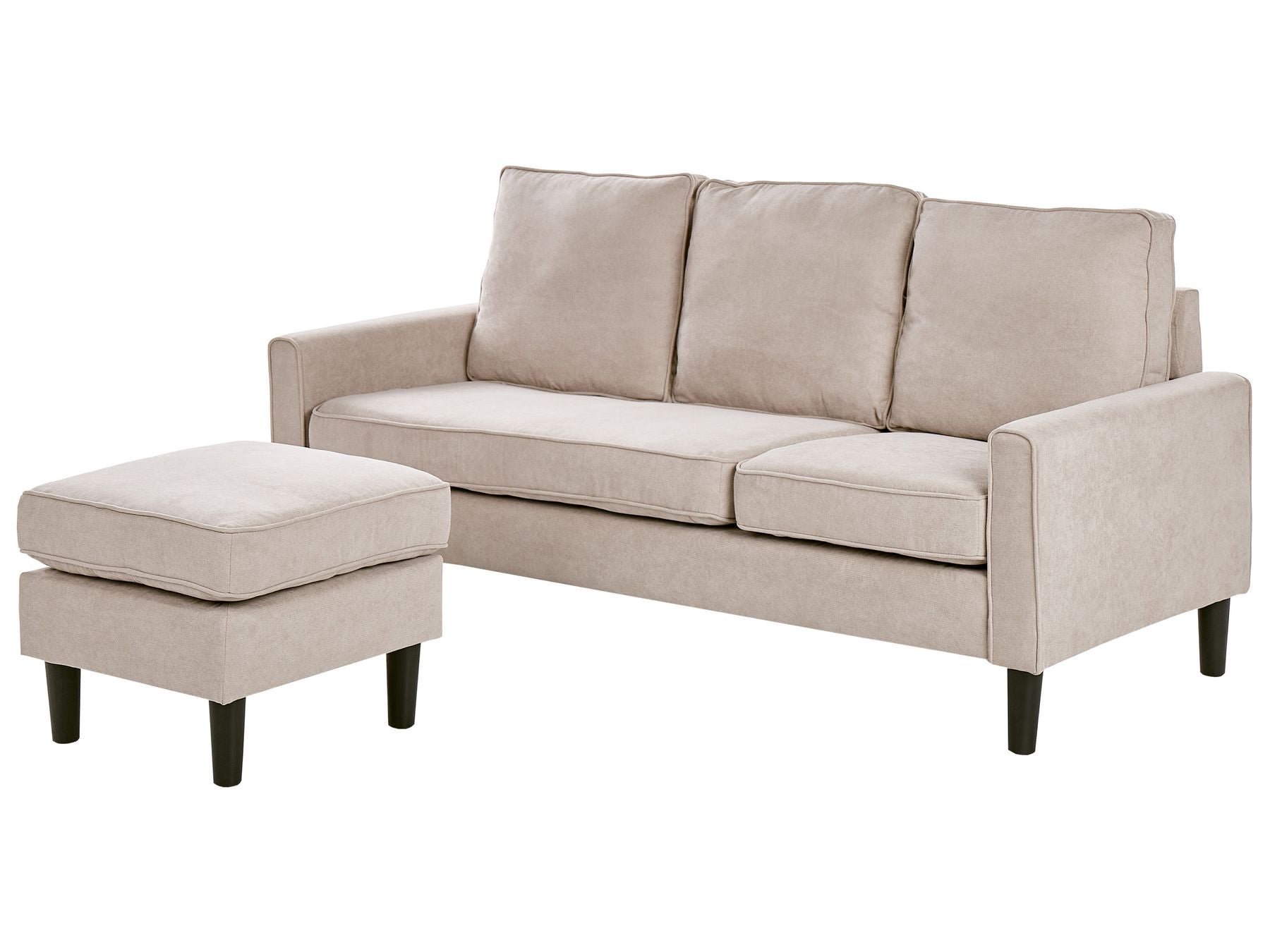 Fabric Sofa with Ottoman Beige AVESTA