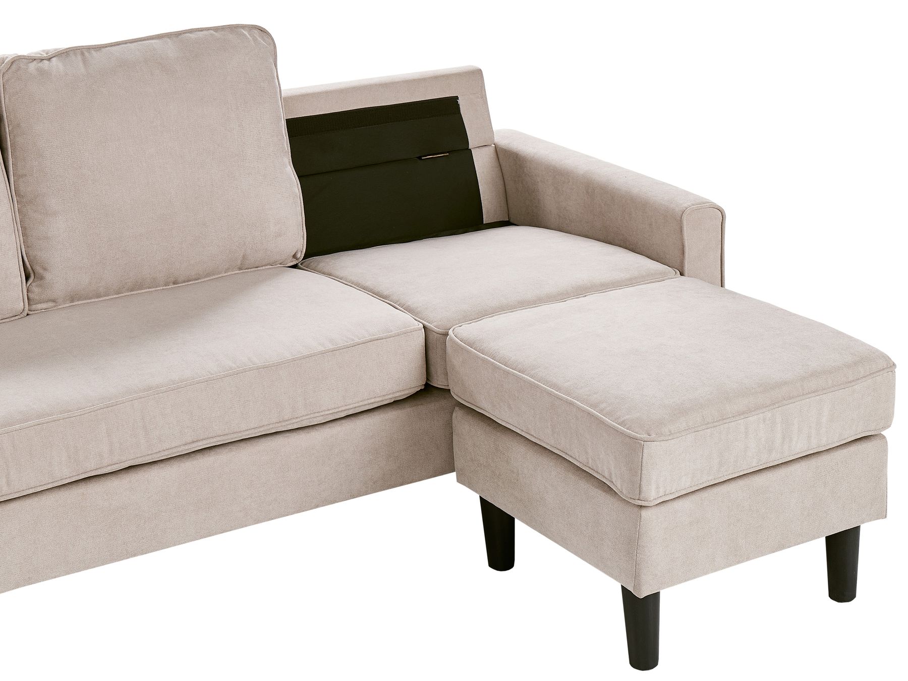 Fabric Sofa with Ottoman Beige AVESTA