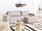 Corner Sofa Bed INNVIK Fabric Light Brown with Storage 3 Seater Left Hand