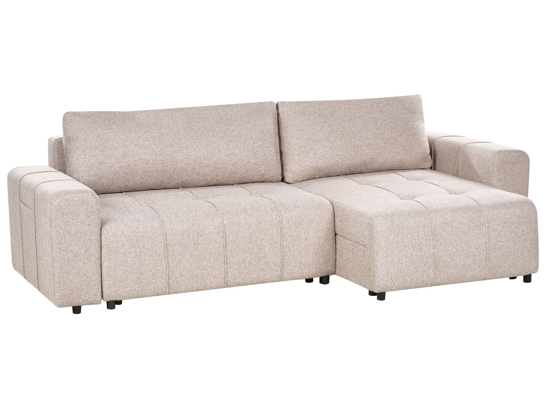 Corner Sofa Bed INNVIK Fabric Light Brown with Storage 3 Seater Left Hand