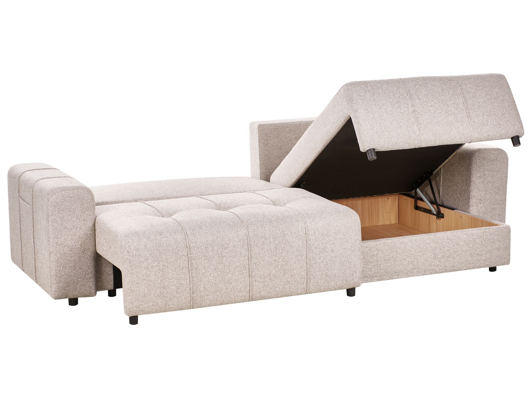 Corner Sofa Bed INNVIK Fabric Light Brown with Storage 3 Seater Left Hand